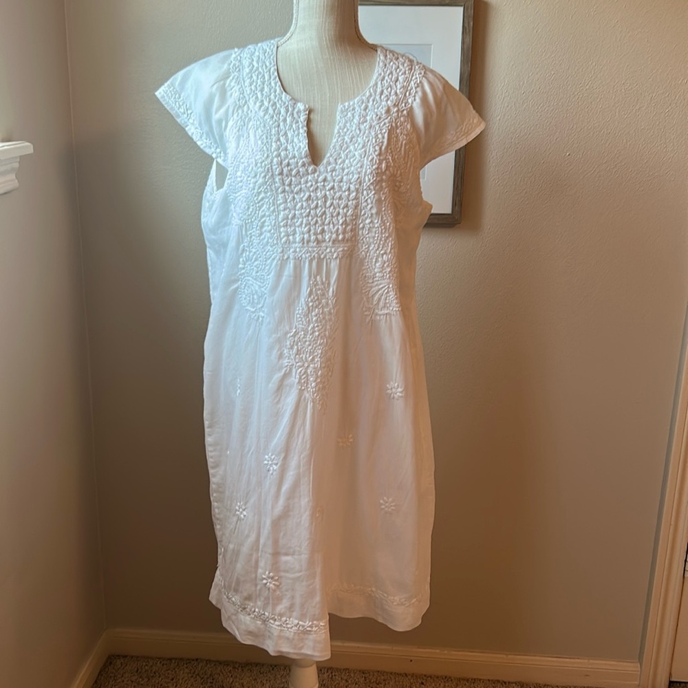 Roller Rabbit White Embroidered Cotton Dress